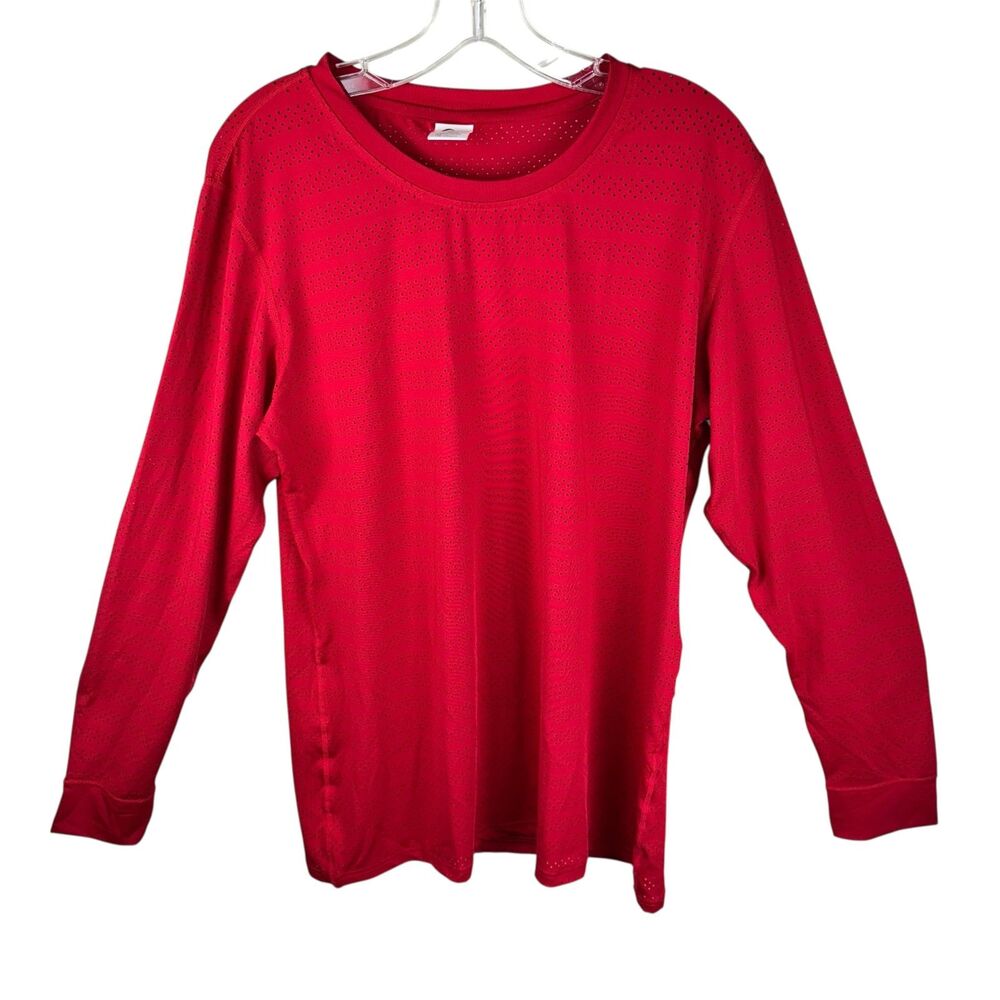 Zyia Active Perforated Mesh‎ Laser Cut Top Long XXL Womens Large Gym Red